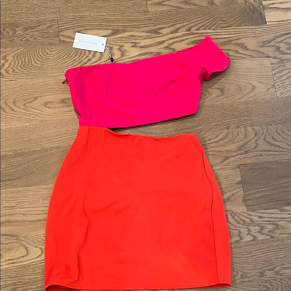 Lovers + Friends Pink and Orange Mini Dress